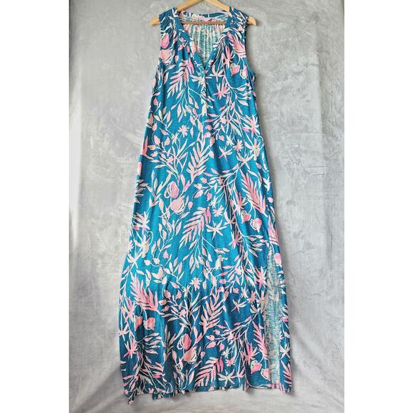 Lilly Pulitzer Dresses & Skirts - Lilly Pulitzer Dress Womens XL Floral Maxi Tank Essie Tidal Wave It's Prime Time